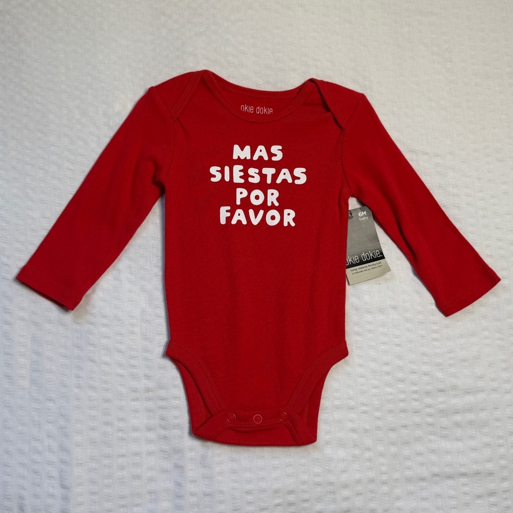Okie Dokie Red Baby One Piece Cotton Bodysuit Size 6 months. NWT